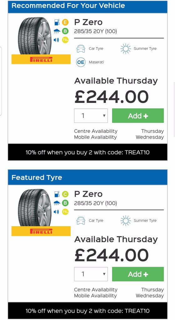 KwikFit Pirelli P Zero 285